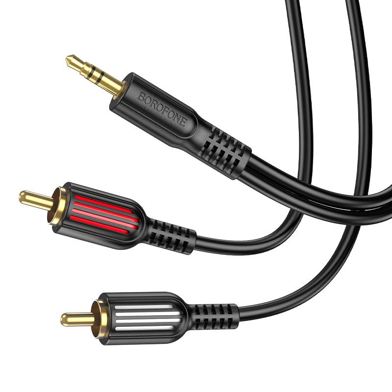 Аудіокабель BOROFONE BL11 3.5mm male to double lotus RCA, PVC, 1,5m, Black