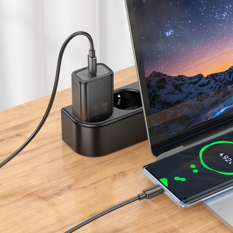 Мережевий зарядний пристрій HOCO N60 Gentle single port PD20W charger (EU) Black