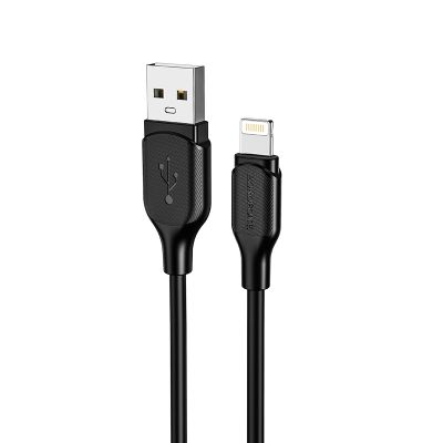 Кабель BOROFONE BX42 USB to iP 2.4A, 1m, silicone, TPE connectors, Black