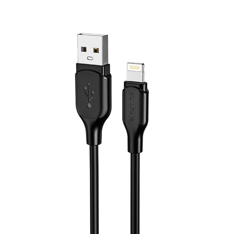 Кабель BOROFONE BX42 USB to iP 2.4A, 1m, silicone, TPE connectors, Black