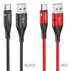 Кабель HOCO U93 USB to Type-C 3A, 1.2m, nylon, aluminum connectors, light indicator, Black