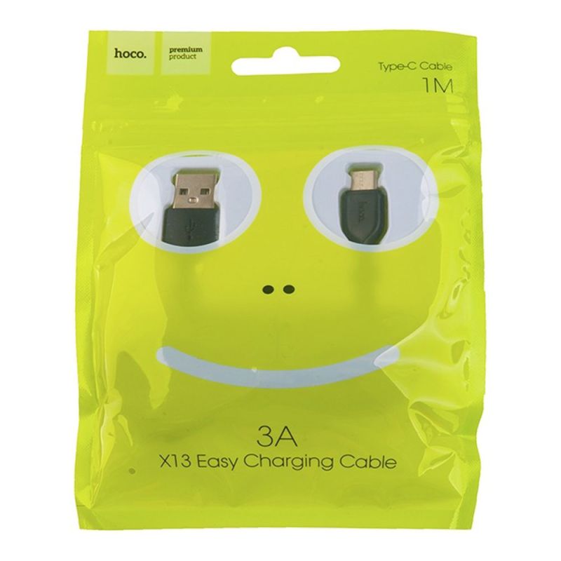 Кабель HOCO X13 USB to Type-C 3A, 1m, PVC, PVC connectors, Black