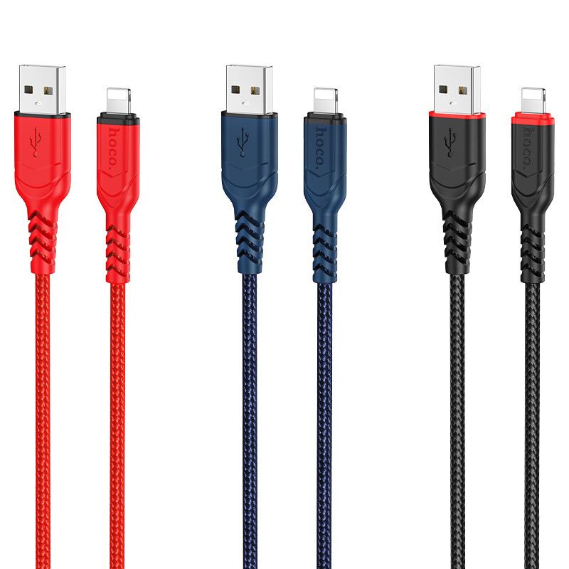 Кабель HOCO X59 USB to iP 2.4A, 1m, nylon, TPE connectors, Red