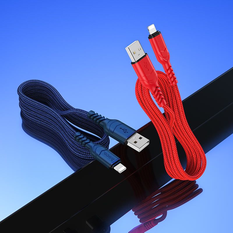 Кабель HOCO X59 USB to iP 2.4A, 1m, nylon, TPE connectors, Red