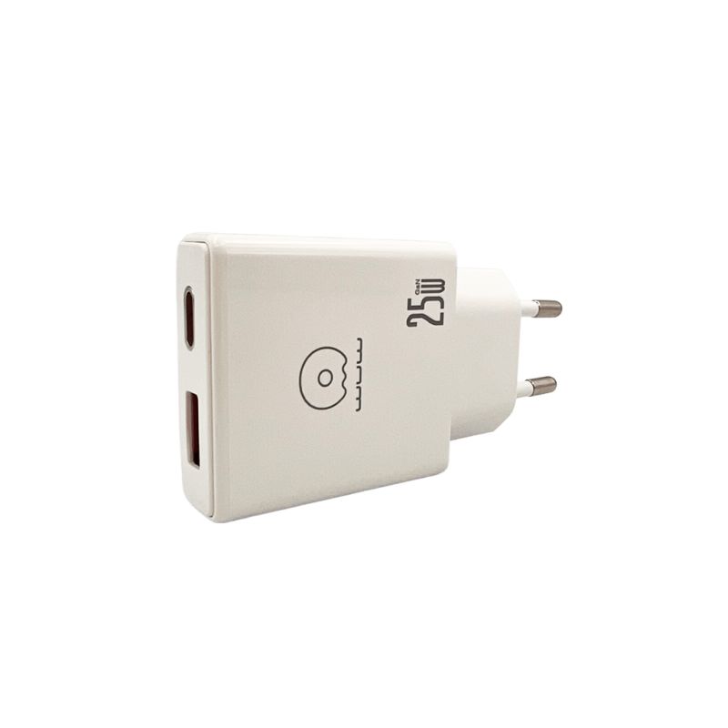 Мережевий зарядний пристрій WUW-C217 PD 25W USB A + Type-C white