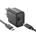 Мережевий зарядний пристрій з кабелем HOCO CS22A Value single port PD30W charger set(Type-C to Type-C) Black