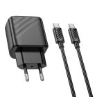 Мережевий зарядний пристрій з кабелем HOCO CS22A Value single port PD30W charger set(Type-C to Type-C) Black