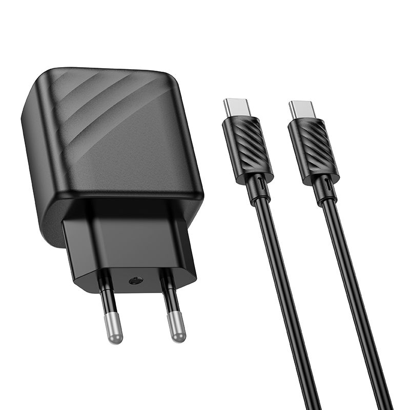 Мережевий зарядний пристрій з кабелем HOCO CS22A Value single port PD30W charger set(Type-C to Type-C) Black