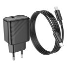 Мережевий зарядний пристрій з кабелем HOCO CS22A Value single port PD30W charger set(Type-C to Type-C) Black