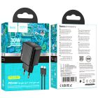 Мережевий зарядний пристрій з кабелем HOCO CS22A Value single port PD30W charger set(Type-C to Type-C) Black