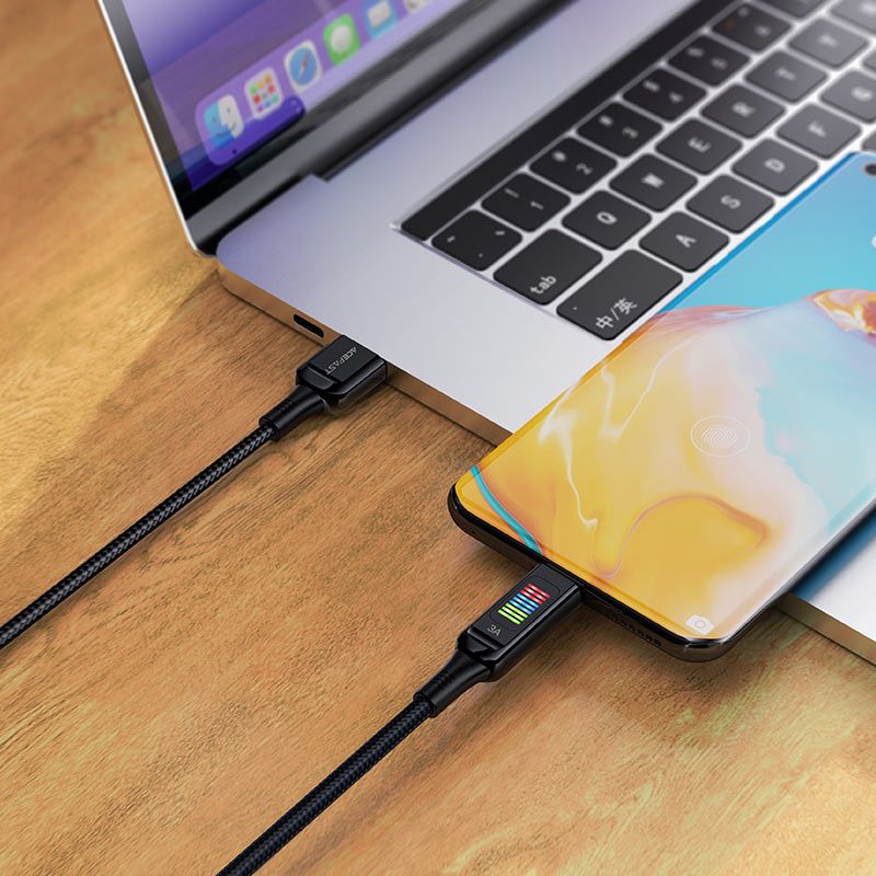 Кабель ACEFAST C7-04 USB to Type-C 3A, 1.2m, nylon, zinc connectors, LED, Black