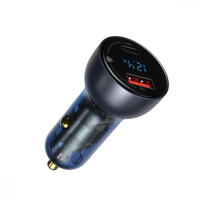 Автомобільний зарядний пристрій Baseus Particular Digital Display QC+PPS Dual Quick Charger Car Charger 65W Dark Gray
