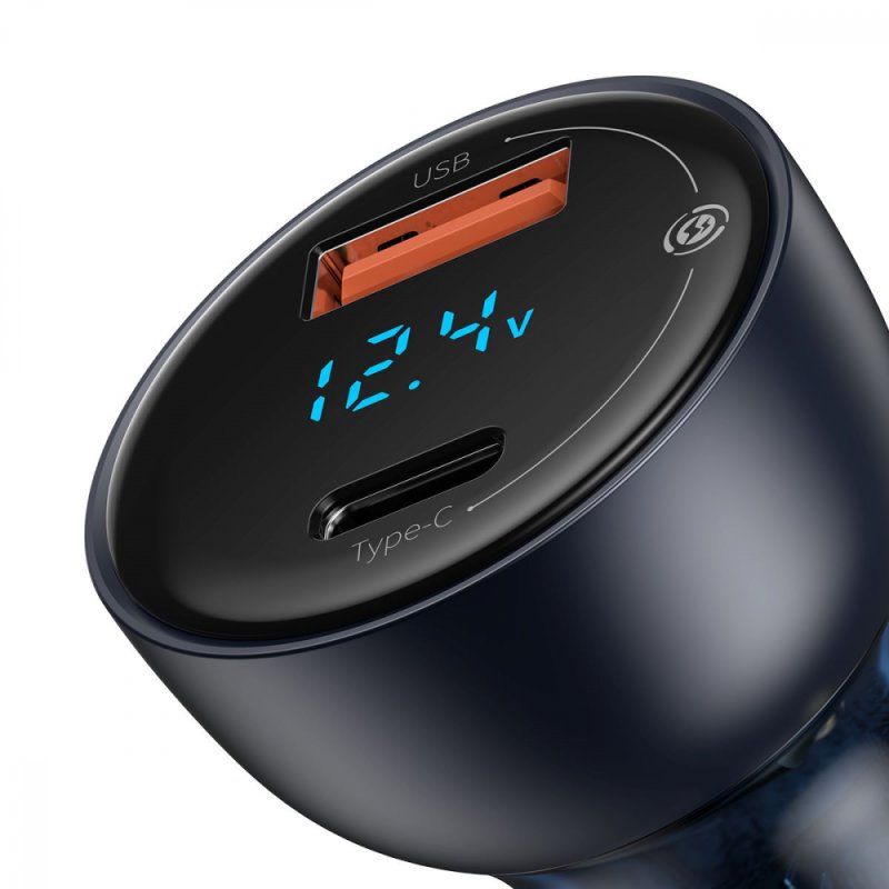 Автомобільний зарядний пристрій Baseus Particular Digital Display QC+PPS Dual Quick Charger Car Charger 65W Dark Gray