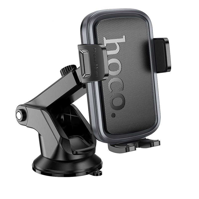 Автотримач для телефона HOCO H79 Vista push-type car holder (center console) Black Metal Gray