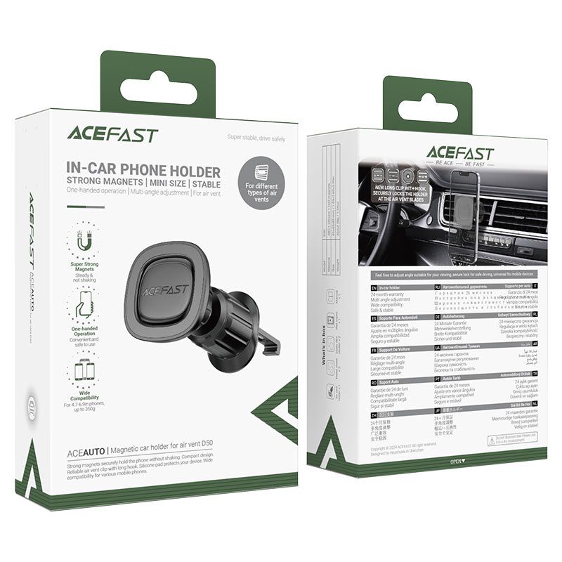 Автотримач для телефона ACEFAST D50 magnetic car holder for air vent Black