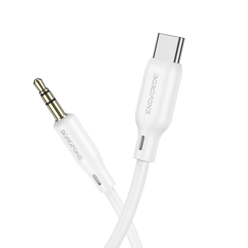 Аудіокабель BOROFONE BL18 Type-C to 3.5mm male, silicone, 1m, White