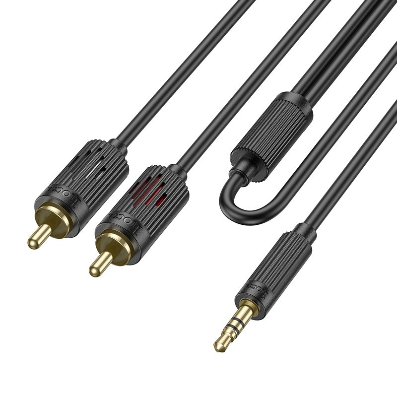 Аудiокабель HOCO UPA28 3.5mm male to double lotus RCA, 1,5m, Black