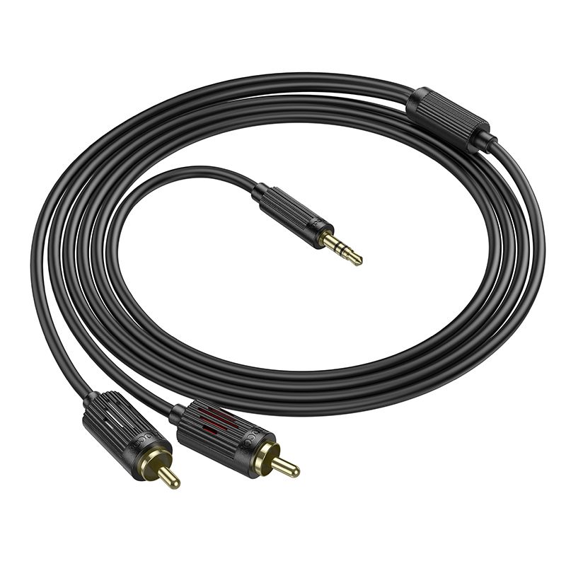 Аудiокабель HOCO UPA28 3.5mm male to double lotus RCA, 1,5m, Black