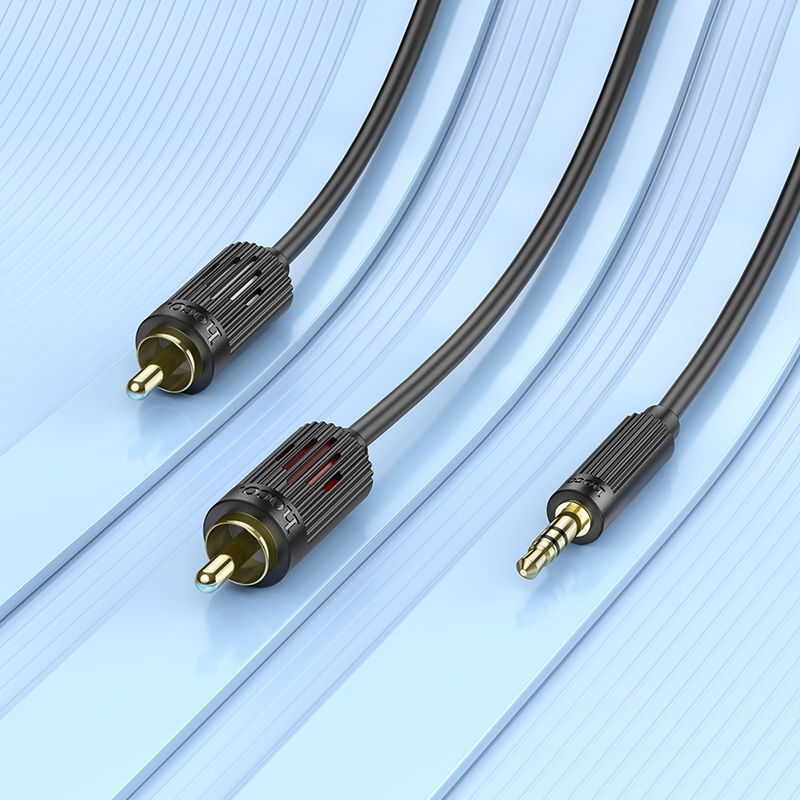 Аудiокабель HOCO UPA28 3.5mm male to double lotus RCA, 1,5m, Black