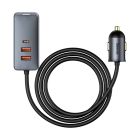 Автомобільний зарядний пристрій Baseus Share Together PPS multi-port Fast charging with extension cord 120W 2U+2C Gray