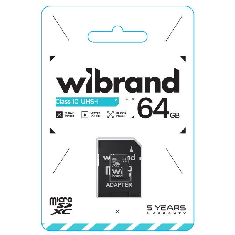 Карта пам'яті microSDXC (UHS-1) Wibrand 64Gb class 10 (adapter SD)