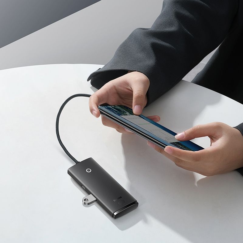 USB-хаб Baseus Lite Series 4-Port Type-C HUB Adapter (Type-C to USB 3.0*4) 25cm Black