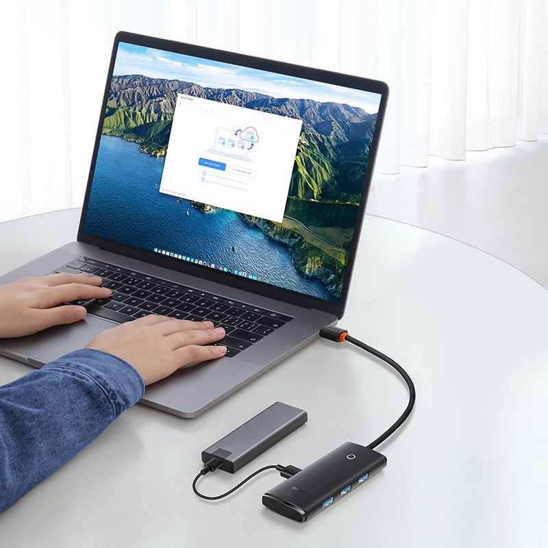 USB-хаб Baseus Lite Series 4-Port Type-C HUB Adapter (Type-C to USB 3.0*4) 25cm Black