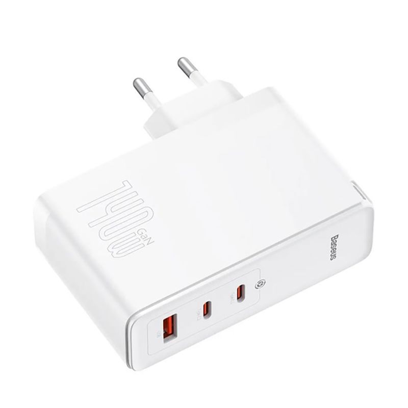 Мережевий зарядний пристрій з кабелем Baseus GaN5 Pro Fast Charger 2C+U 140W EU White (Superior Series Charging Data Cable Type-C 240W