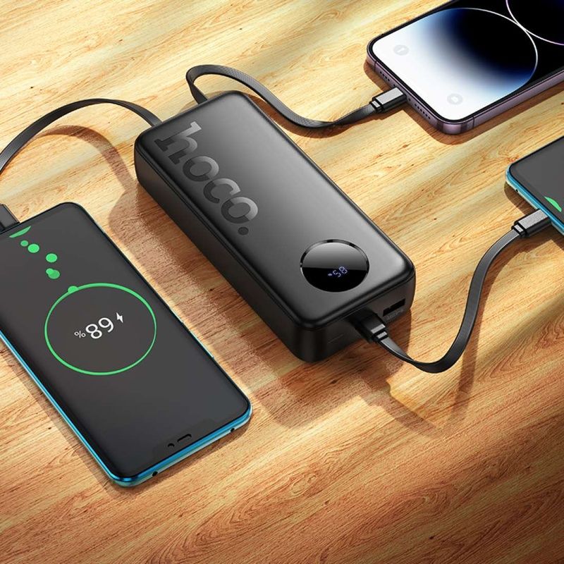 Зовнішній акумулятор HOCO J132A Sabio 22.5W+PD20W fully compatible power bank with 3 cables(20000mAh) Black