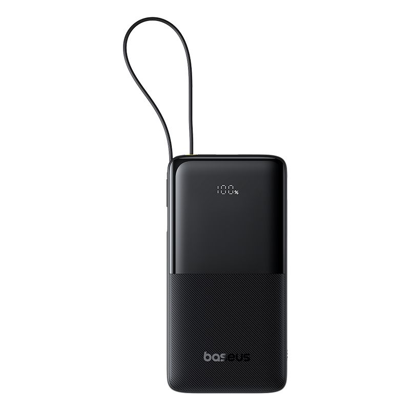 Зовнішній акумулятор Baseus Bipow 2 Digital Display Power Bank With Built-in USB-C Cable 20000mah 20W Cluster Black