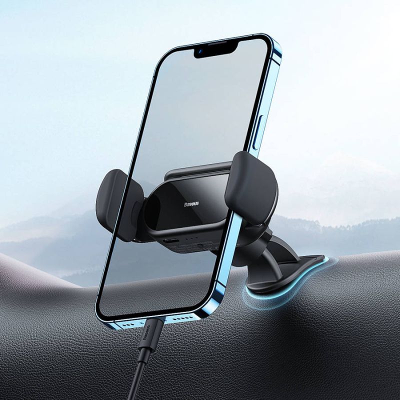 Автотримач для телефона Baseus Steel Cannon pro Solar Electric Car Mount Black