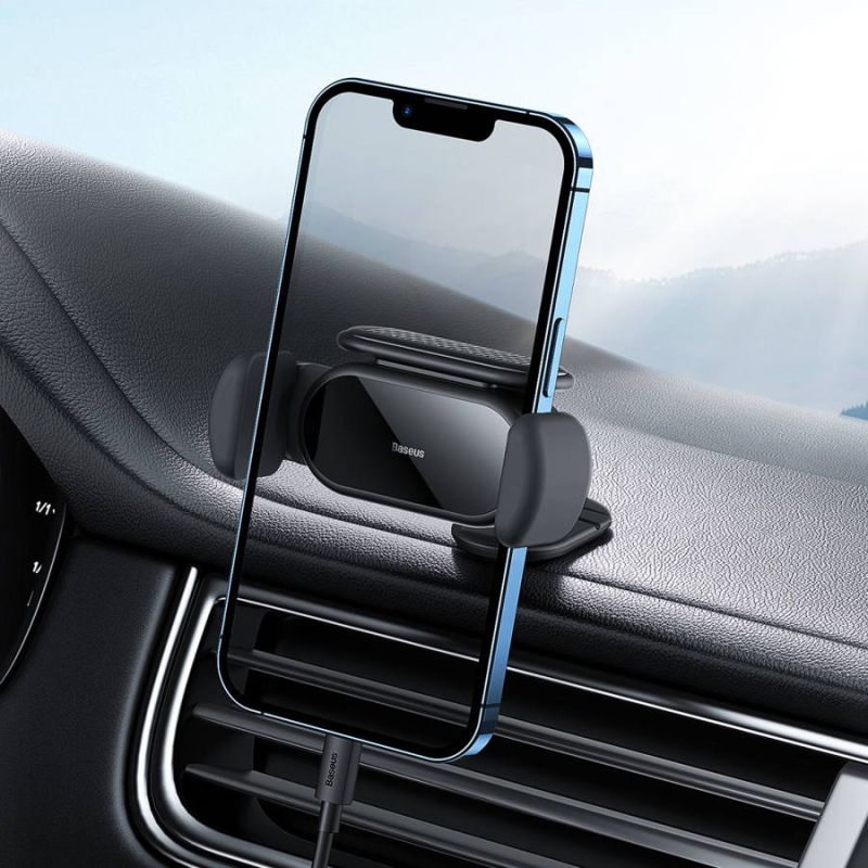 Автотримач для телефона Baseus Steel Cannon pro Solar Electric Car Mount Black