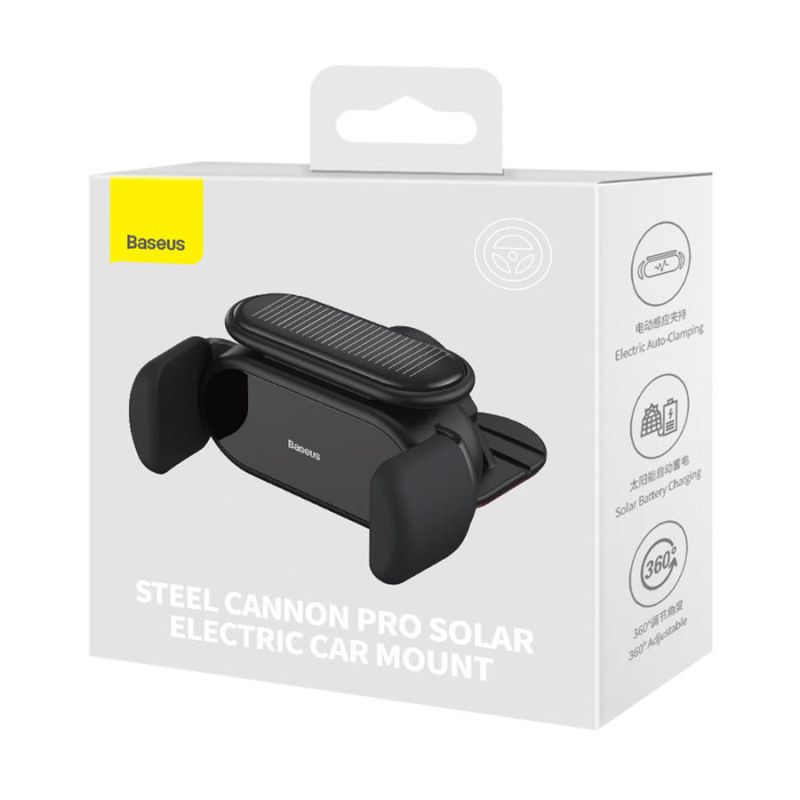 Автотримач для телефона Baseus Steel Cannon pro Solar Electric Car Mount Black