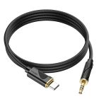 Аудiокабель HOCO UPA30 Type-C to 3.5mm male, nylon braid, 1m, Black