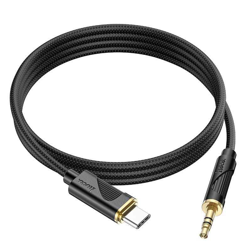Аудiокабель HOCO UPA30 Type-C to 3.5mm male, nylon braid, 1m, Black
