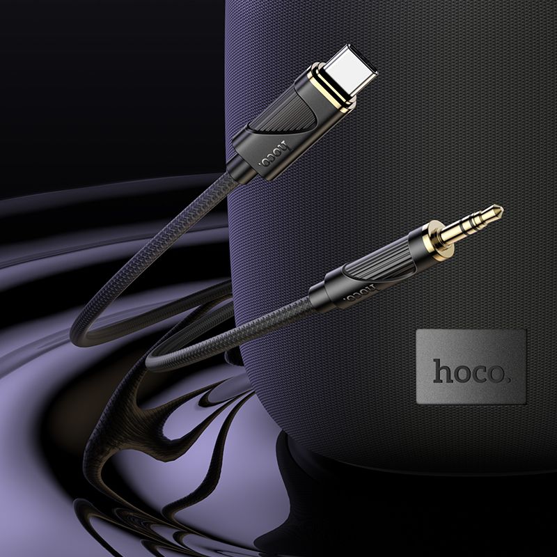 Аудiокабель HOCO UPA30 Type-C to 3.5mm male, nylon braid, 1m, Black