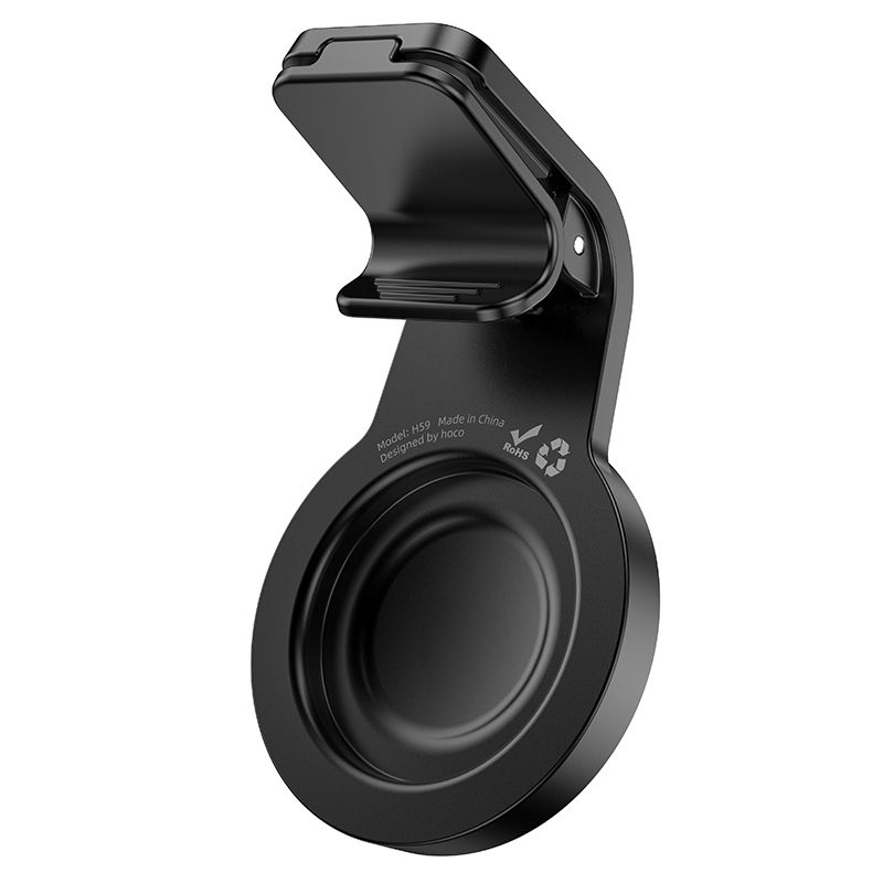 Автотримач для телефона HOCO H59 Show ring magnetic car holder (L air outlet) Black Metal Gray