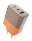 Мережевий зарядний пристрій WUW-C215 65W Charger 2 USB C + USB A brown orange