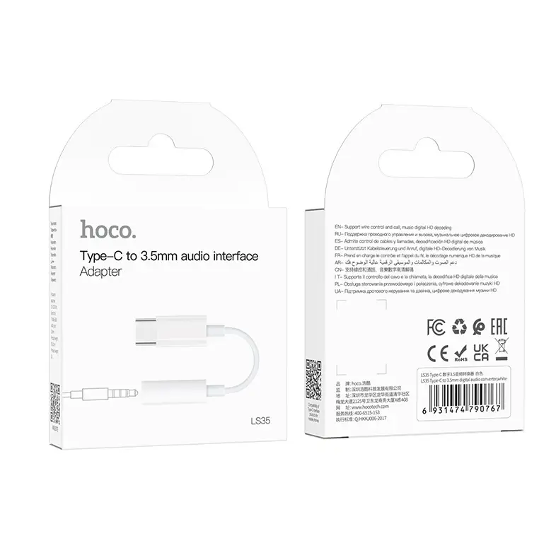 Аудіокабель HOCO LS35 Type-C to 3.5mm digital audio converter White