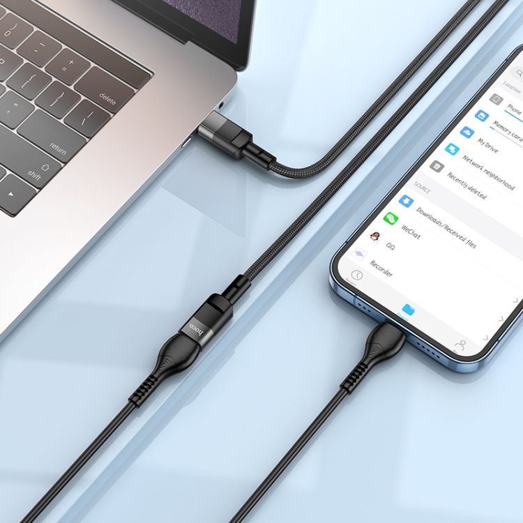Кабель подовжувач HOCO U107 Type-C Male to Type-C Female USB2.0 extension cable(L=1.2m) Black