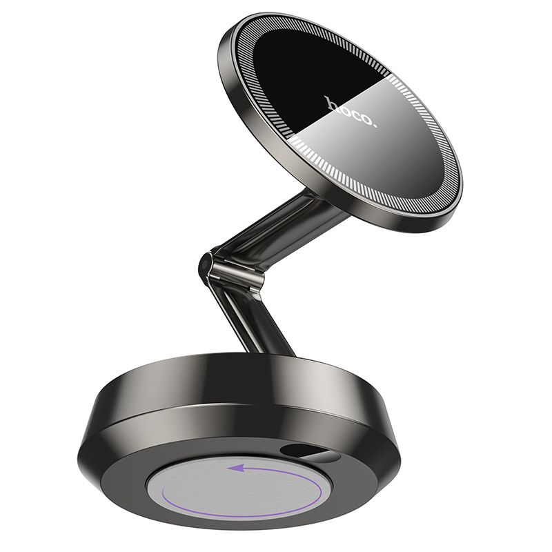 Автотримач для телефона HOCO H83 Metal ring magnetic car holder(center console) metal grey