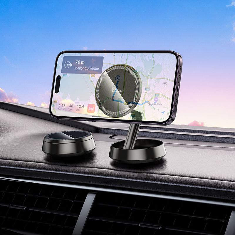 Автотримач для телефона HOCO H83 Metal ring magnetic car holder(center console) metal grey