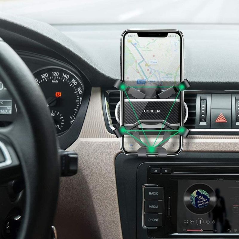 Автотримач для телефона UGREEN LP228 Gravity Drive Air Vent Car Mount Phone Holder With Arc-Shaped mounting clip Black