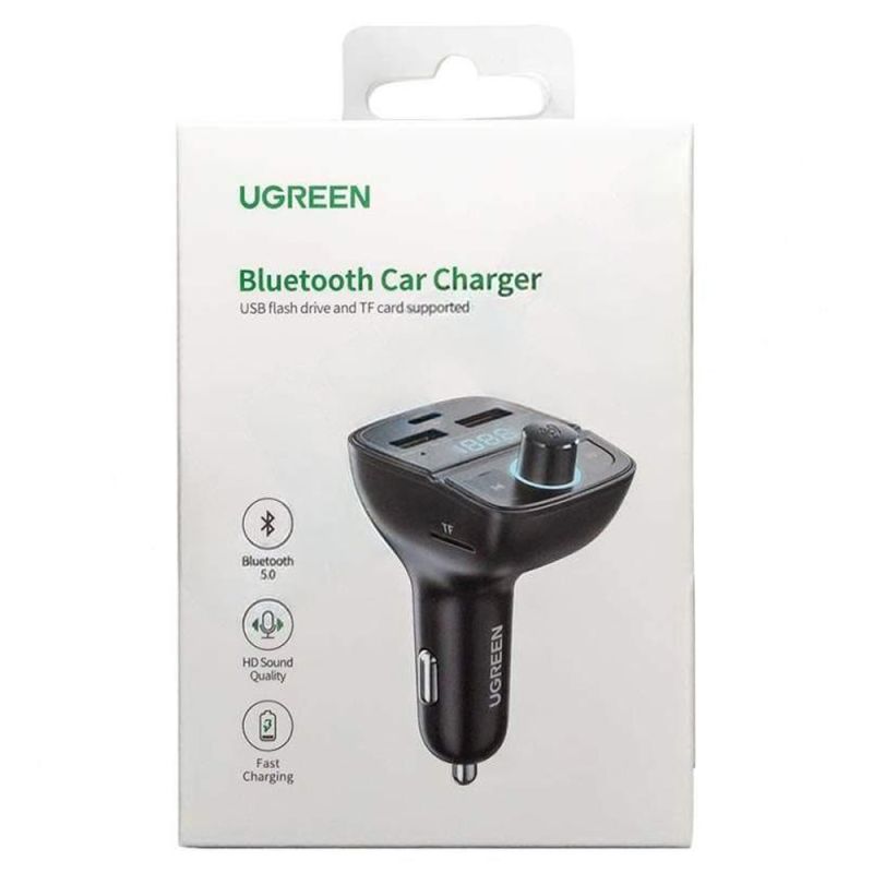 АЗП з FM-модулятором UGREEN CD229 FM&amp;Bluetooth Transmitter&amp;Car Charger + TF  Slot Black