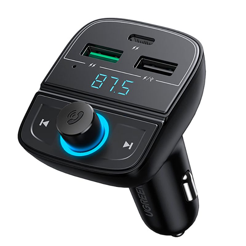 АЗП з FM-модулятором UGREEN CD229 FM&amp;Bluetooth Transmitter&amp;Car Charger + TF  Slot Black