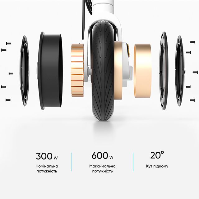 Електросамокат OKAI ES20-NEON White 9", 300(600)W, 9.8Ah, 40km, 25km\h, 20%, NFC, App, 16kg