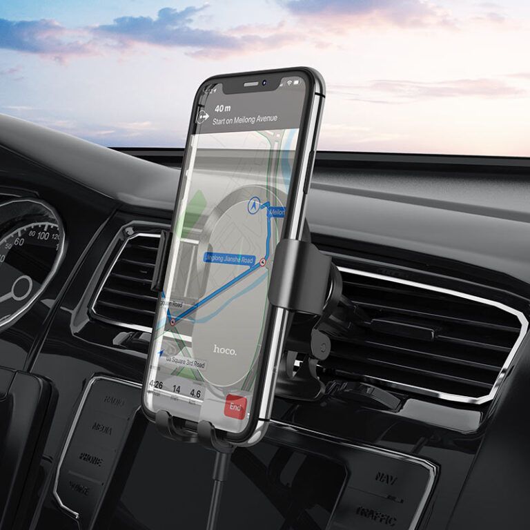 Автотримач для телефона з БЗП HOCO CA105 Guide three-axis linkage wireless charging car holder Black