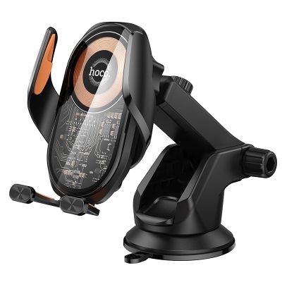 Автотримач для телефона з БЗП HOCO HOCO HW34 Blue whale 3-axis linkage wireless fast charging car holder(center console)