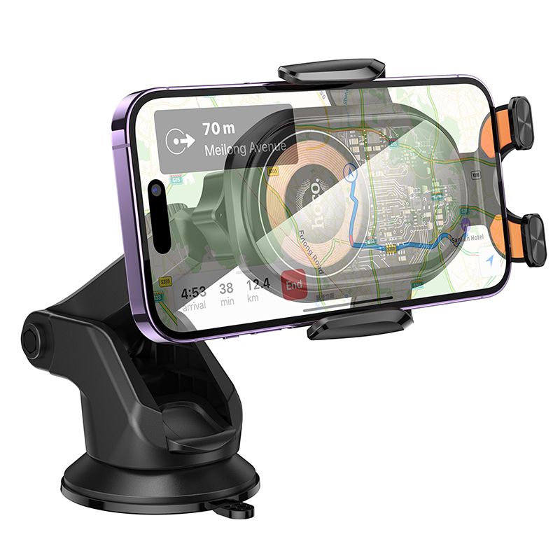 Автотримач для телефона з БЗП HOCO HOCO HW34 Blue whale 3-axis linkage wireless fast charging car holder(center console)