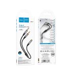 Аудіокабель HOCO UPA21 2-in-1 3.5 headset audio adapter cable(female to 2*male) 0.25m Metal Gray